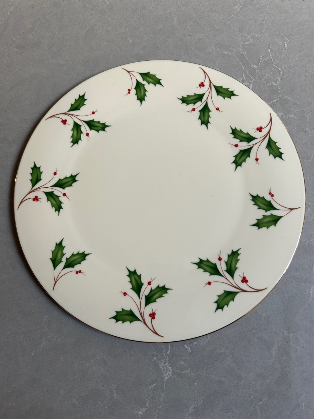 Lenox Cream Holiday Holly Serving Plate 12”